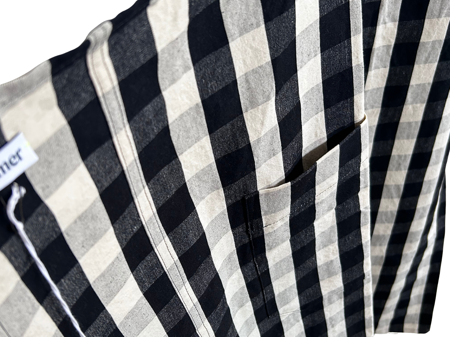 【loomer ルーマー】Cotton-Linen Checked Fabric Apron LM126-ER108 Monochrome Block Check/HK00638