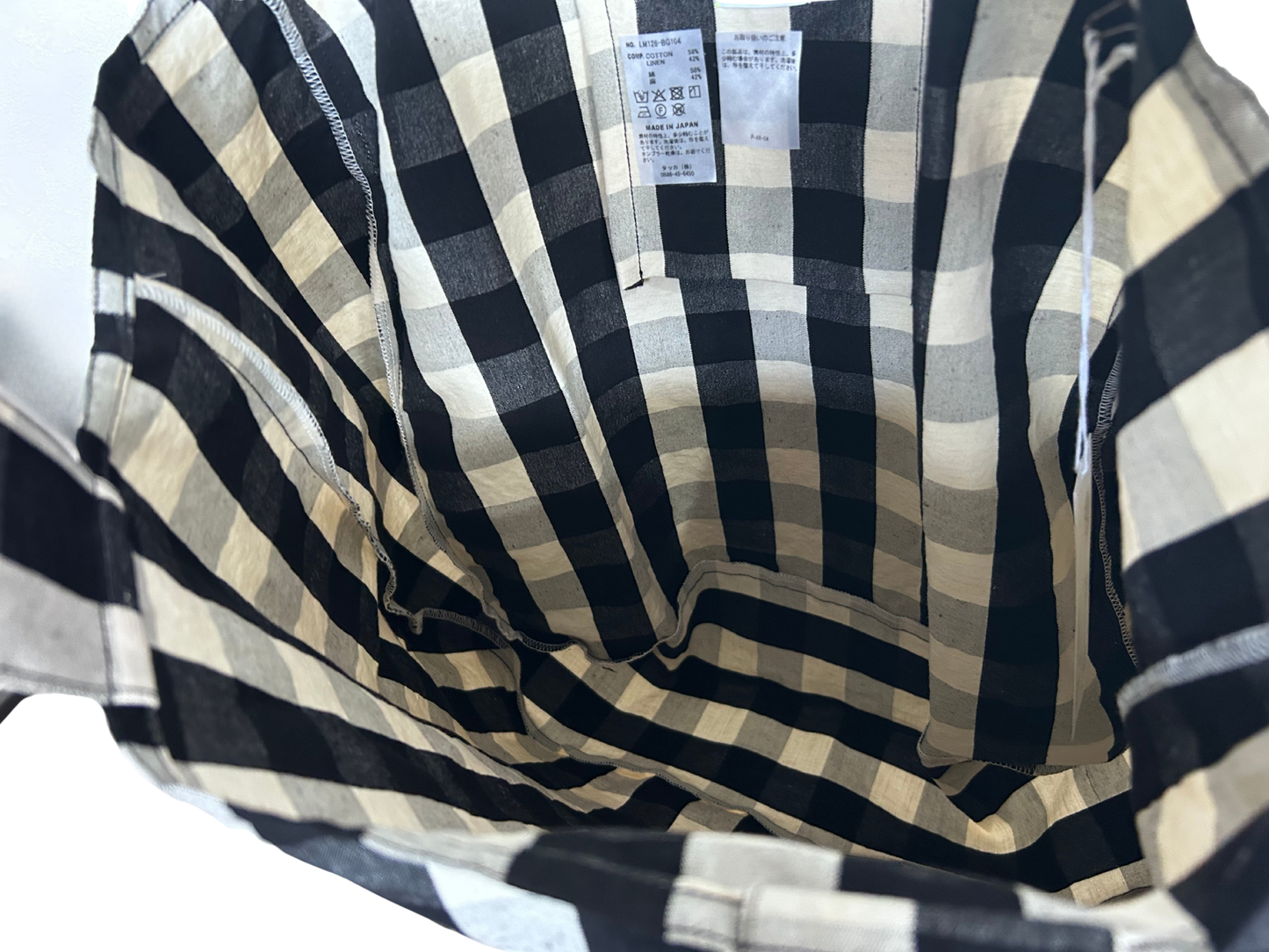 【loomer ルーマー】Cotton-Linen Checked Fabric Tote LM126-BG104 Monochrome Block Check/HK00636