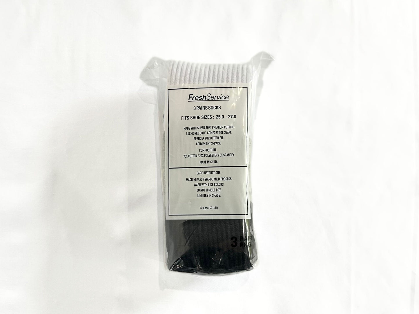 【FreshService】SIGNATURE 3-PACK SOCKS(WHT×GRY×BLK)/HK00593
