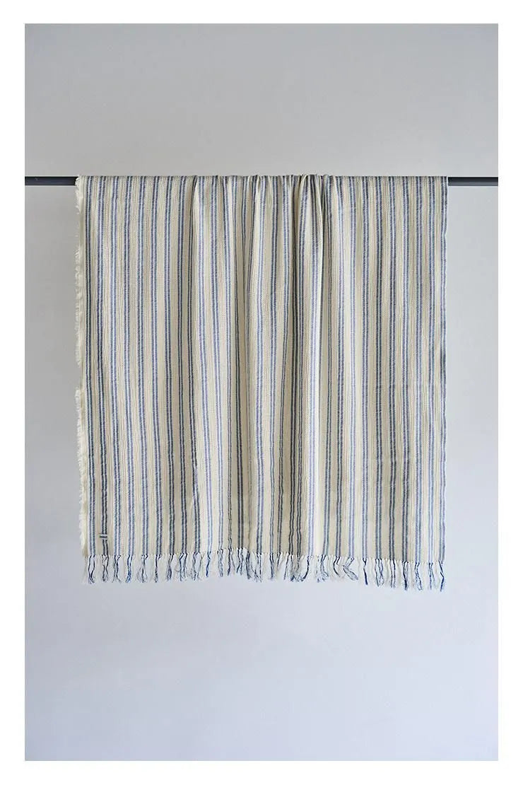 【loomer ルーマー】Indian Cotton Blanket LM126-KT110 BLUE STRIPE/HK00639