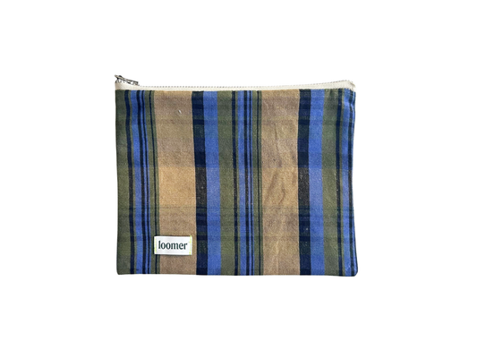 【loomer ルーマー】Cotton-LinenChecked Fabric Pouch LM126-PC103 Camel Tartan/HK00635