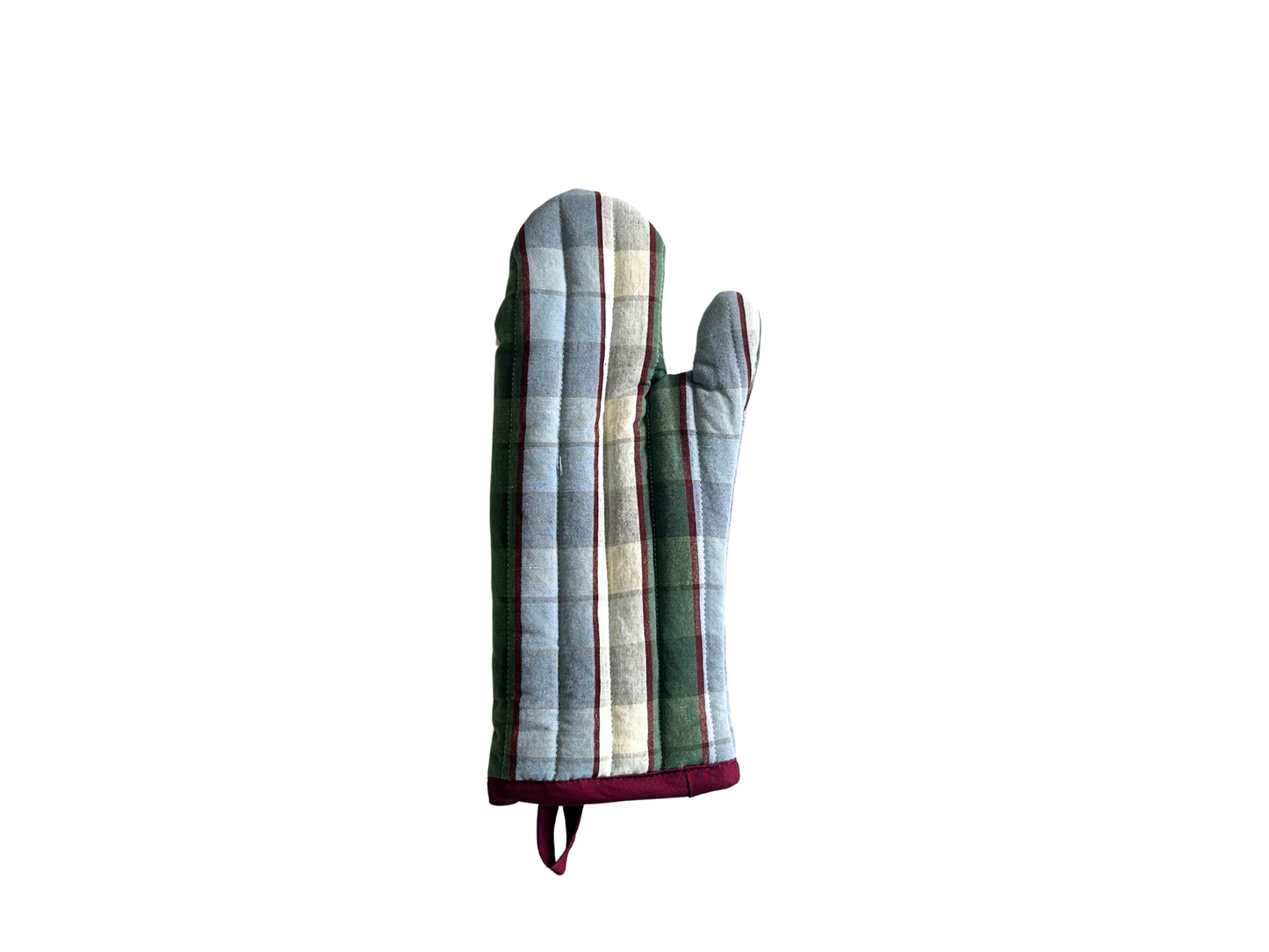 【loomer ルーマー】Cotton-Linen Checked Fabric Oven Mitt LM126-KG106 Blue-Green Block Check/HK00637