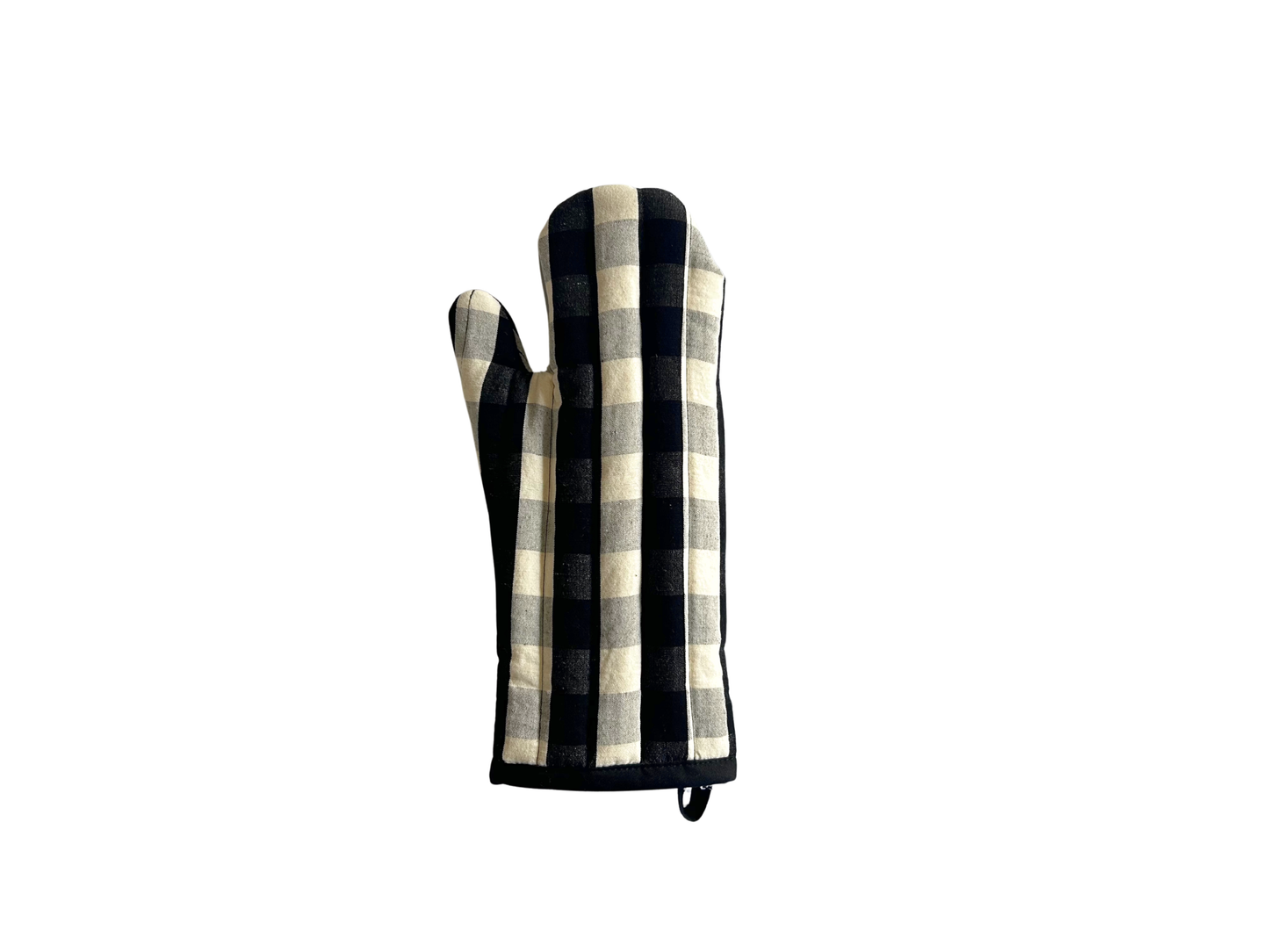 【loomer ルーマー】Cotton-Linen Checked Fabric Oven Mitt LM126-KG106 Monochrome Block Check/HK00637