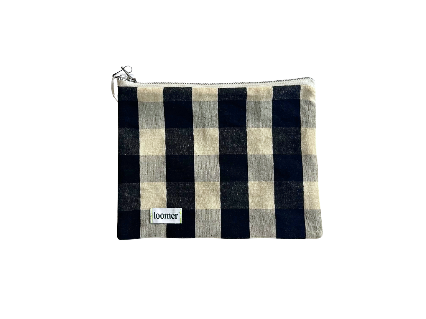 【loomer ルーマー】Cotton-LinenChecked Fabric Pouch LM126-PC103 Monochrome Block Check/HK00635