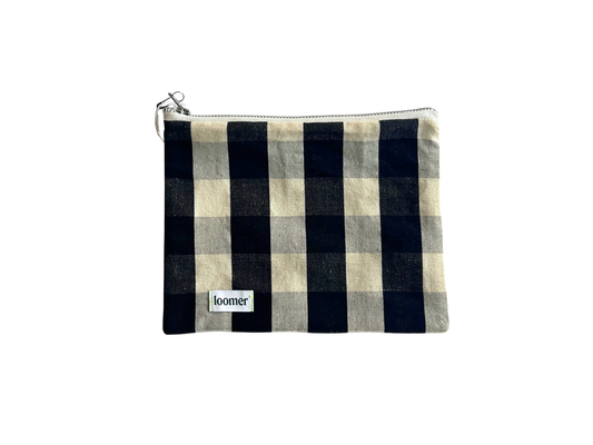 【loomer ルーマー】Cotton-LinenChecked Fabric Pouch LM126-PC103 Monochrome Block Check/HK00635