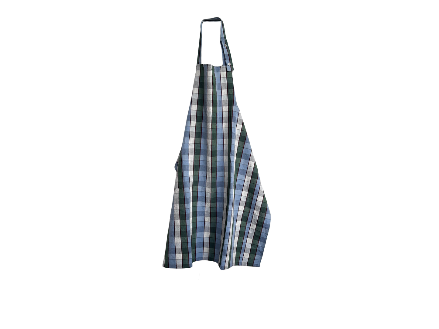 【loomer ルーマー】Cotton-Linen Checked Fabric Apron LM126-ER108 Blue-Green Block Check/HK00638