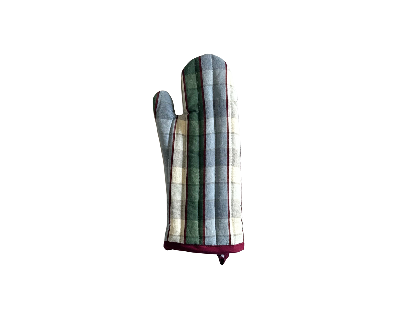 【loomer ルーマー】Cotton-Linen Checked Fabric Oven Mitt LM126-KG106 Blue-Green Block Check/HK00637