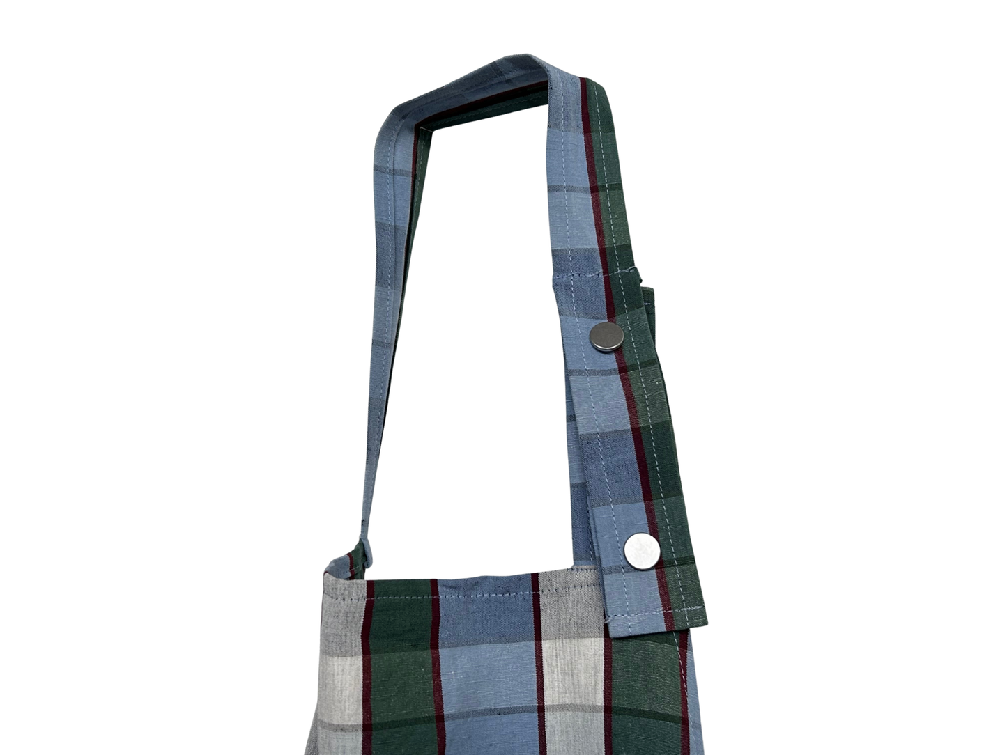 【loomer ルーマー】Cotton-Linen Checked Fabric Apron LM126-ER108 Blue-Green Block Check/HK00638