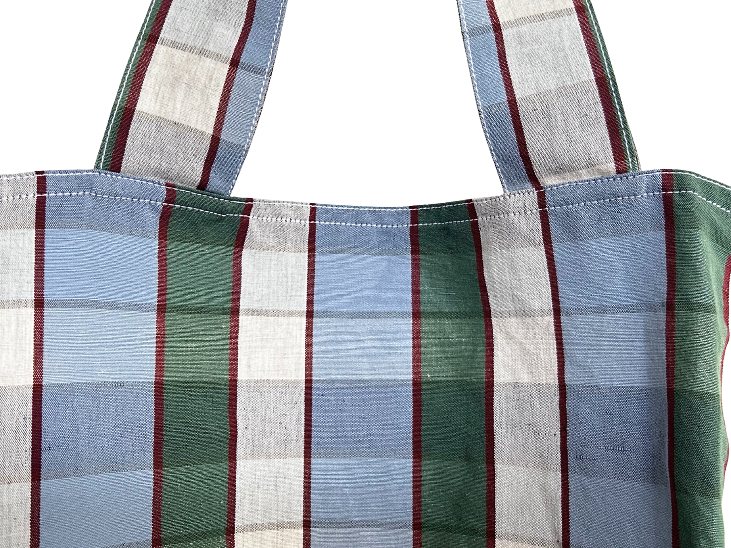 【loomer ルーマー】Cotton-Linen Checked Fabric Tote LM126-BG104 Blue-Green Block Check/HK00636