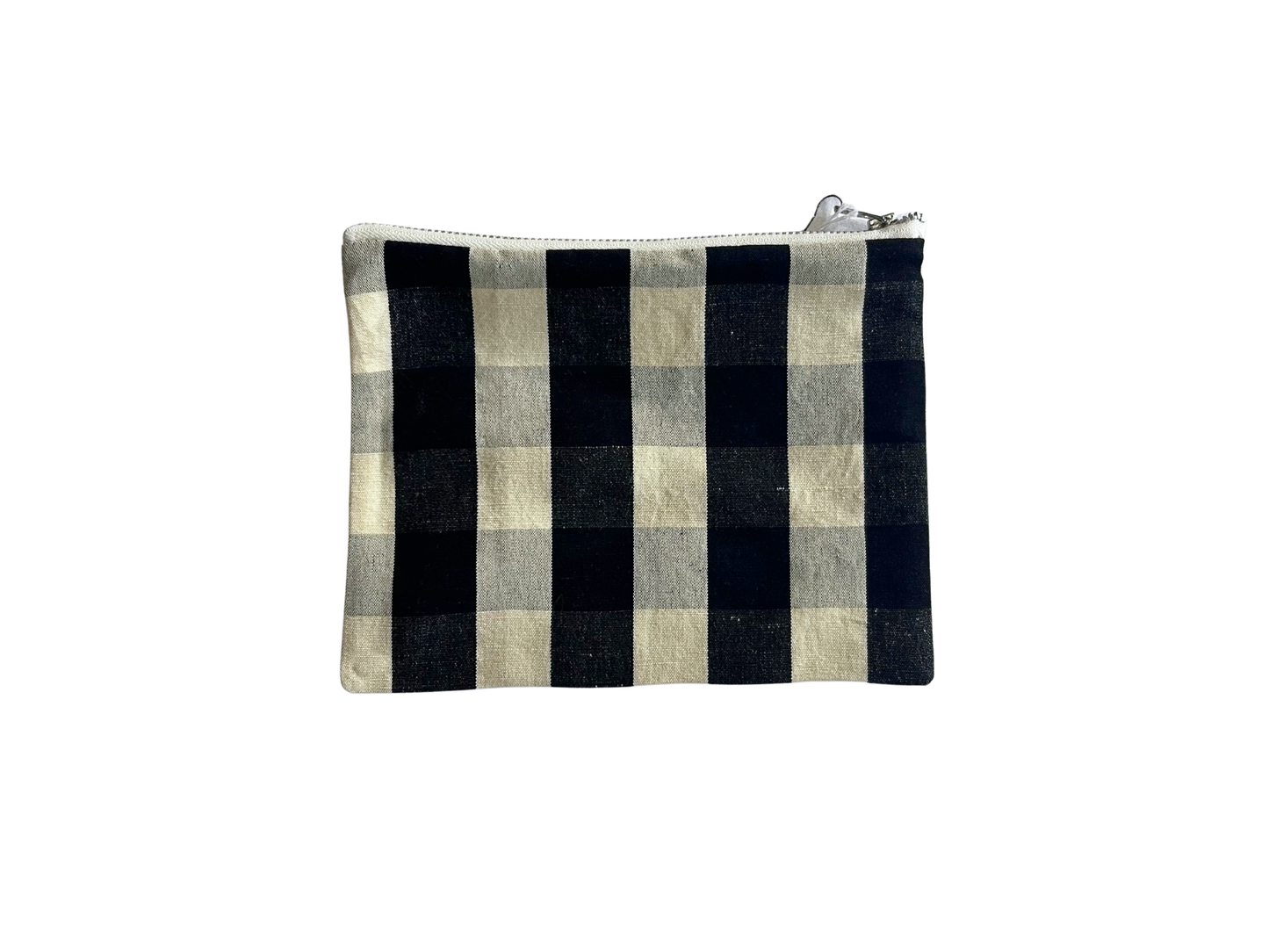 【loomer ルーマー】Cotton-LinenChecked Fabric Pouch LM126-PC103 Monochrome Block Check/HK00635