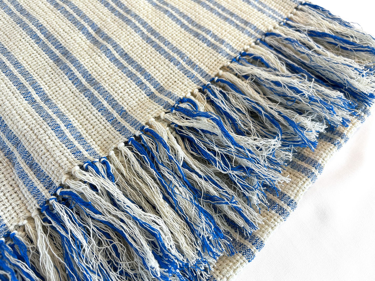 【loomer ルーマー】Indian Cotton Blanket LM126-KT110 BLUE STRIPE/HK00639