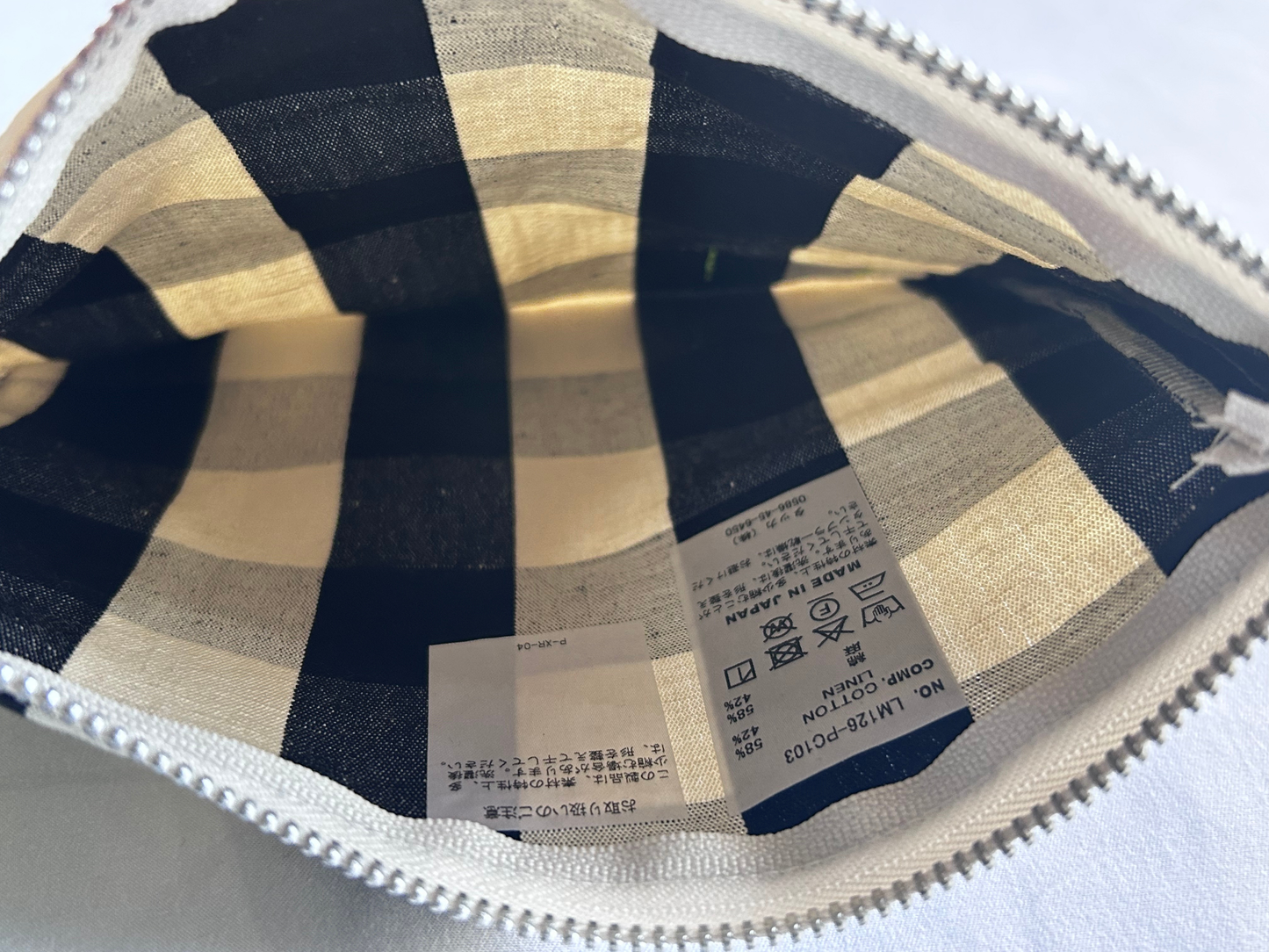 【loomer ルーマー】Cotton-LinenChecked Fabric Pouch LM126-PC103 Monochrome Block Check/HK00635