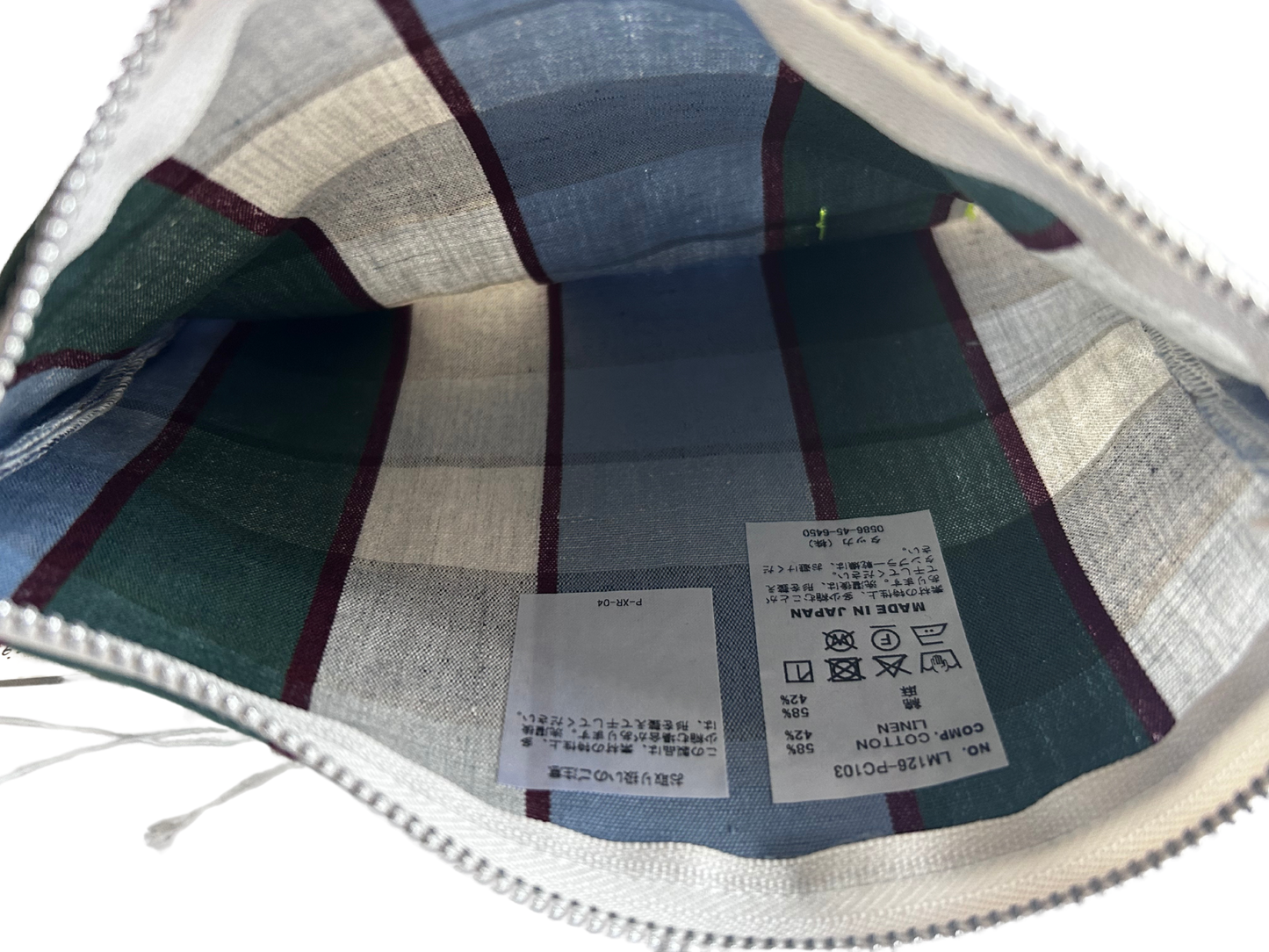 【loomer ルーマー】Cotton-LinenChecked Fabric Pouch LM126-PC103 Blue-Green Block Check/HK00635