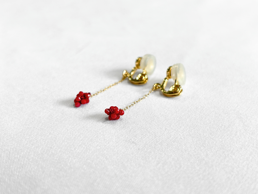 【Greenford 伊藤真子】KONPEI stone イヤリング 赤サンゴ/GF00004