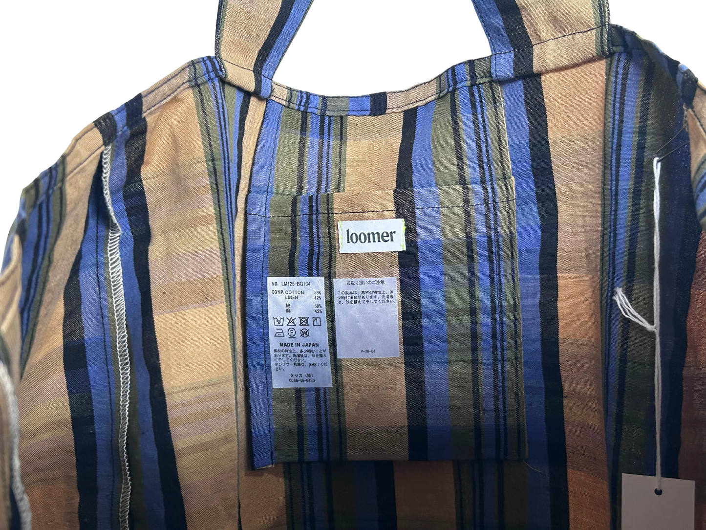 【loomer ルーマー】Cotton-Linen Checked Fabric Tote LM126-BG104 Camel Tartan/HK00636
