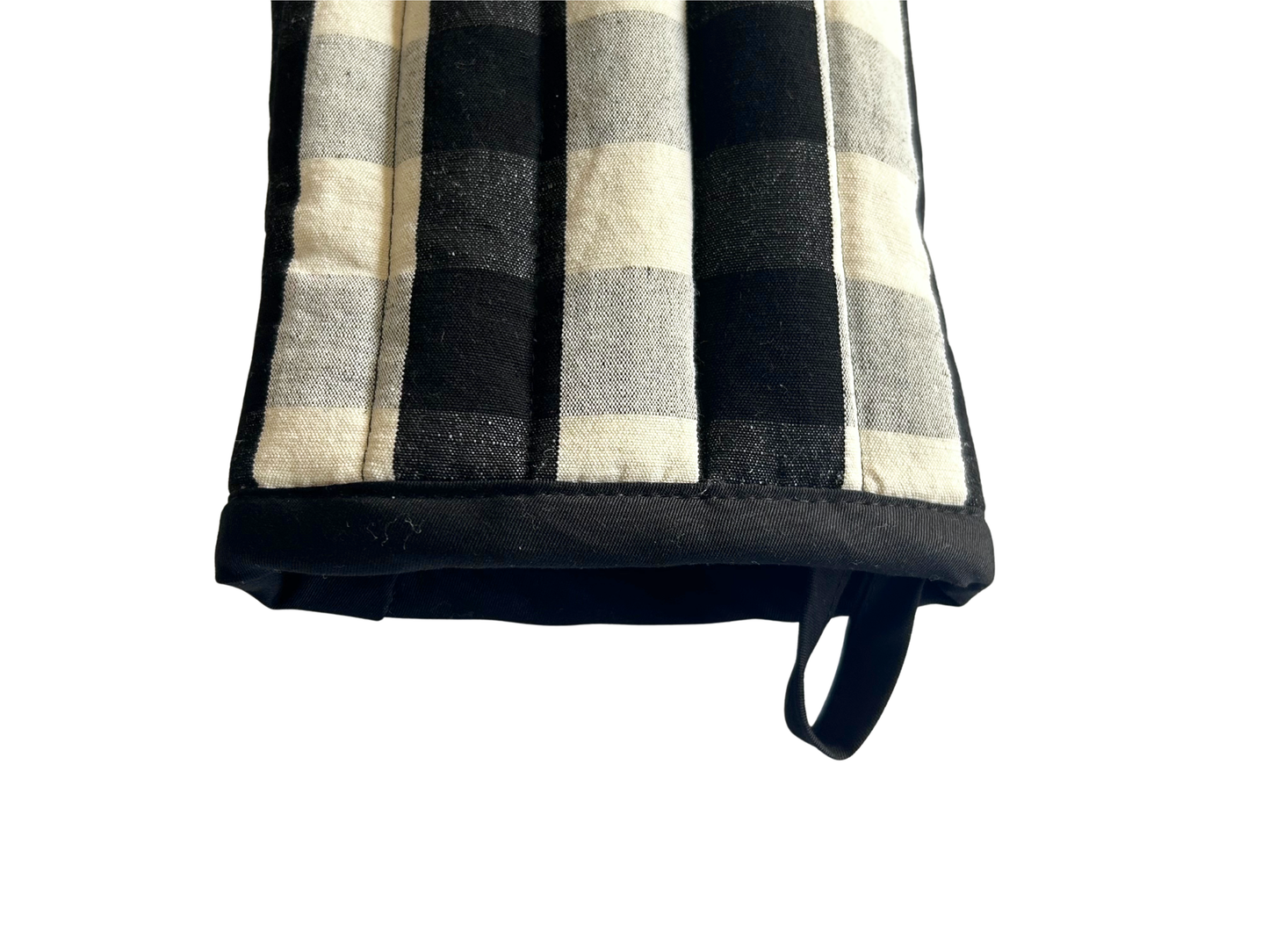 【loomer ルーマー】Cotton-Linen Checked Fabric Oven Mitt LM126-KG106 Monochrome Block Check/HK00637