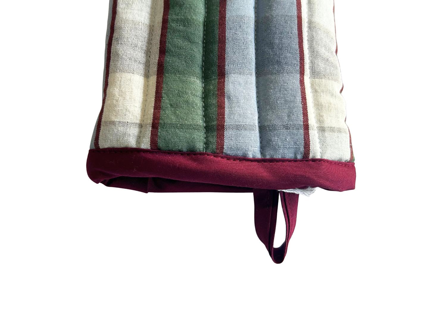 【loomer ルーマー】Cotton-Linen Checked Fabric Oven Mitt LM126-KG106 Blue-Green Block Check/HK00637
