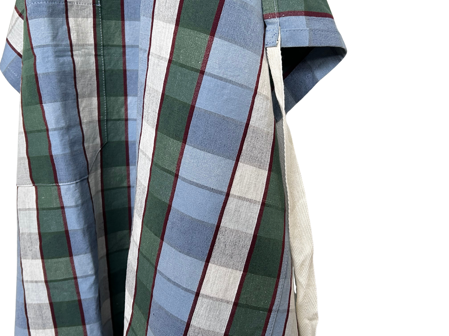 【loomer ルーマー】Cotton-Linen Checked Fabric Apron LM126-ER108 Blue-Green Block Check/HK00638