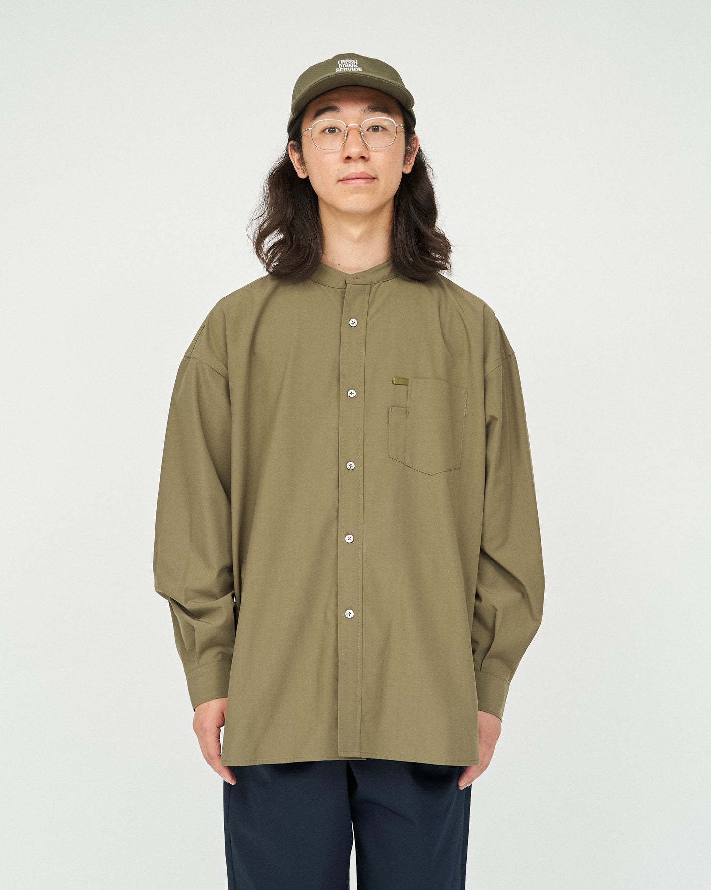 【FreshService】SERVICE WORK BAND COLLAR SHIRT KHAKI/HK00630