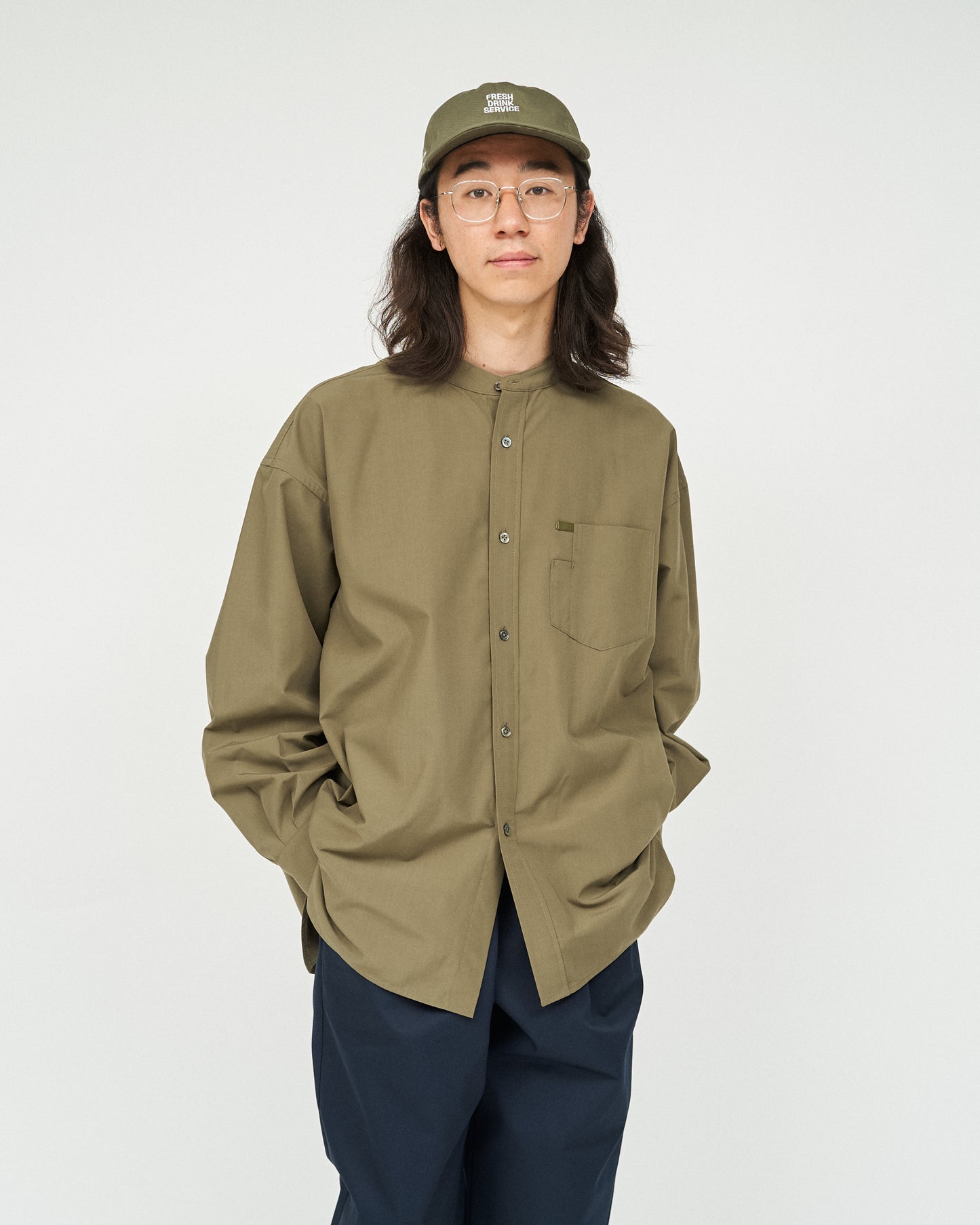 【FreshService】SERVICE WORK BAND COLLAR SHIRT KHAKI/HK00630