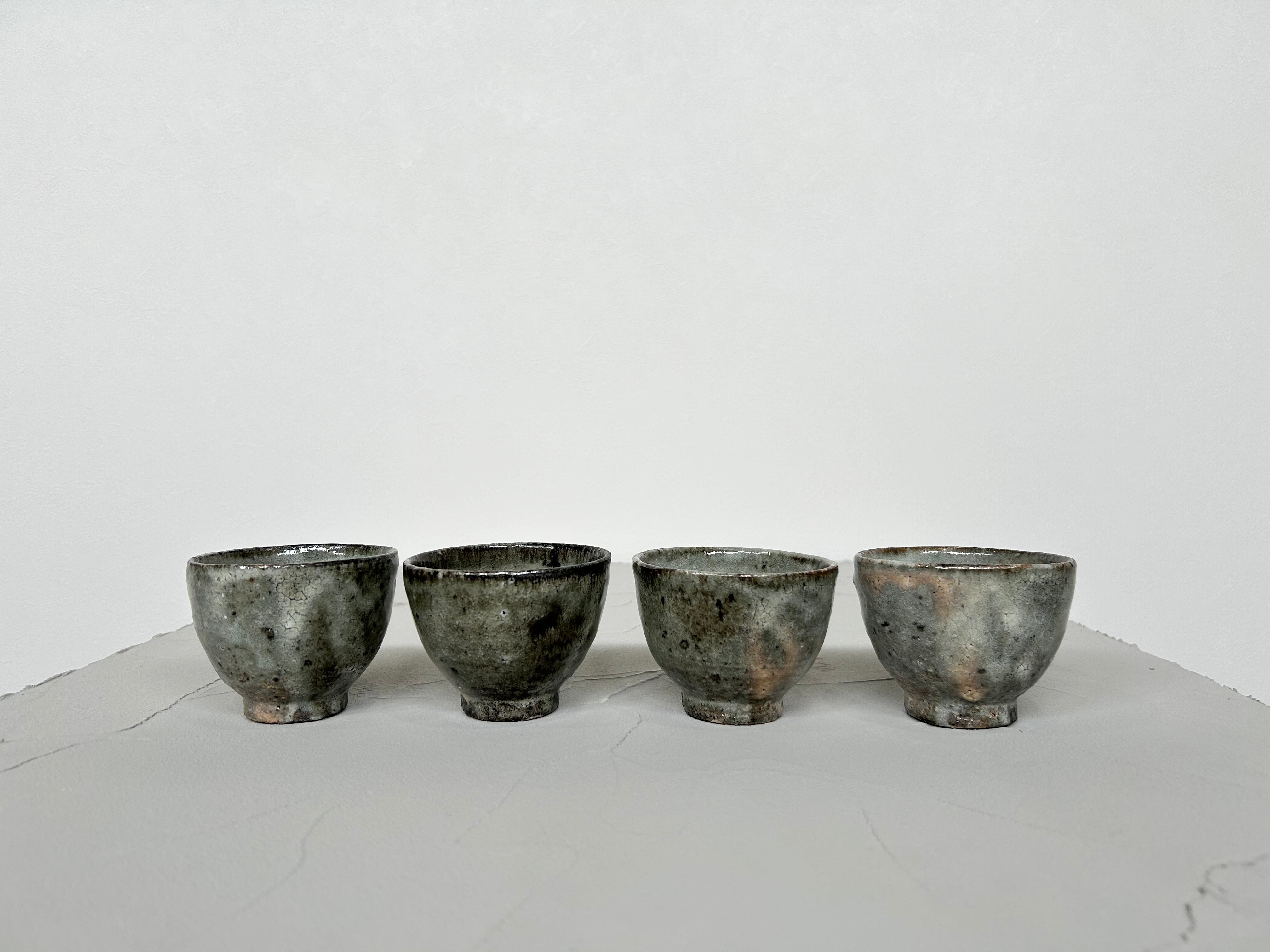 八田亨 自然釉 焼締 窯変 片口 ぐい呑 猪口 酒盃 酒器揃 現代