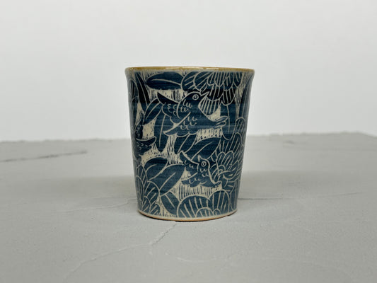 【吉村 尚子】naomitu pottery 掻き落としフリーカップ 鳥/HK00530