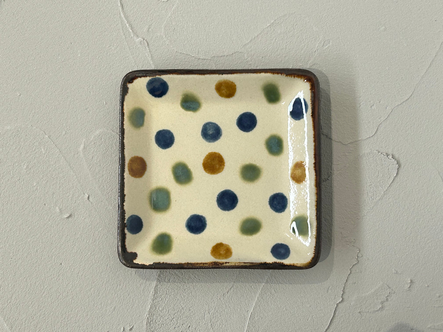 【一翠窯】 issui pottery 正方皿 小 ドット/HK00197
