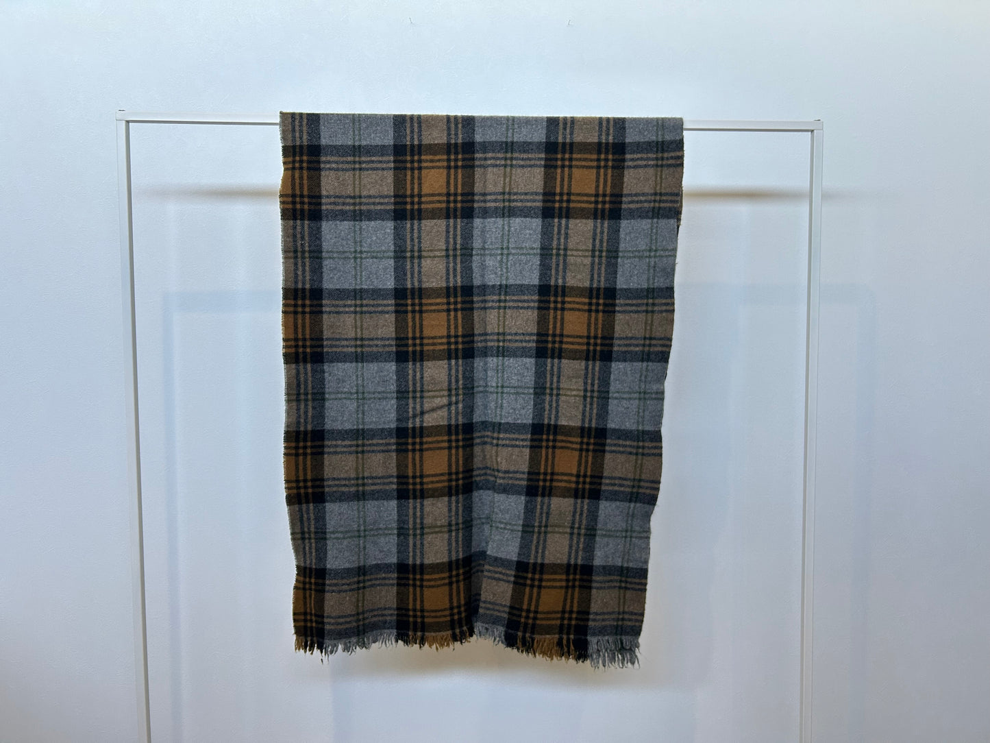 【loomer ルーマー】Lambs Wool Felted Stole LM323-ST039 Grey check/LM00002