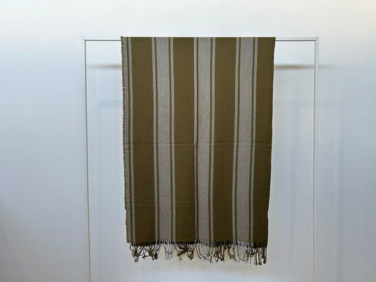 【loomer ルーマー】Lambs Wool Stripe Stole LM324-ST015 Khaki Stripe/LM00008